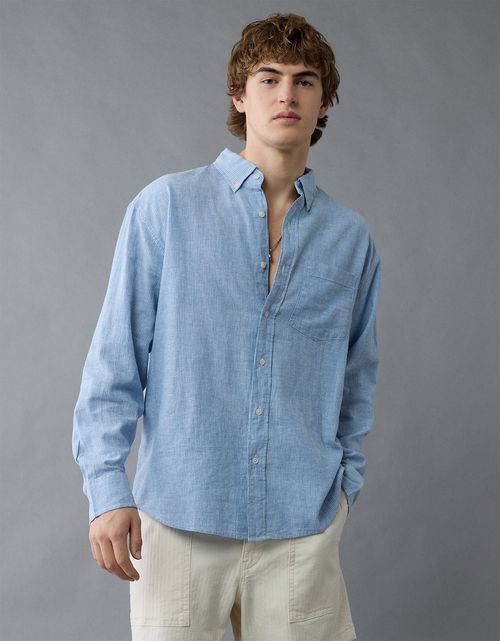 Camisa abotonada relajada de lino mezclado Ae Everyday