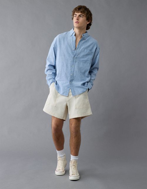 Camisa abotonada relajada de lino mezclado Ae Everyday