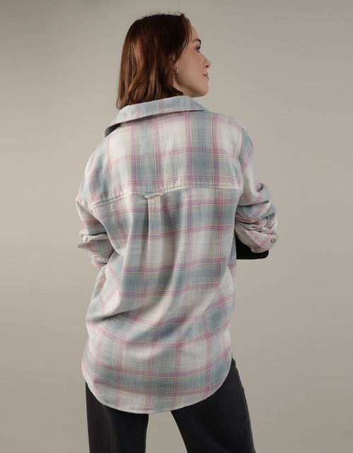 Camisa AE manga larga oversized de cuadros con botones