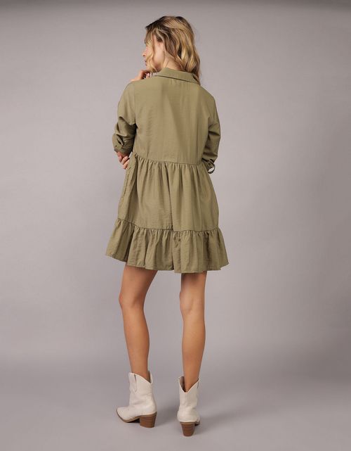 Vestido Tipo Camisero Midi Mujer AE