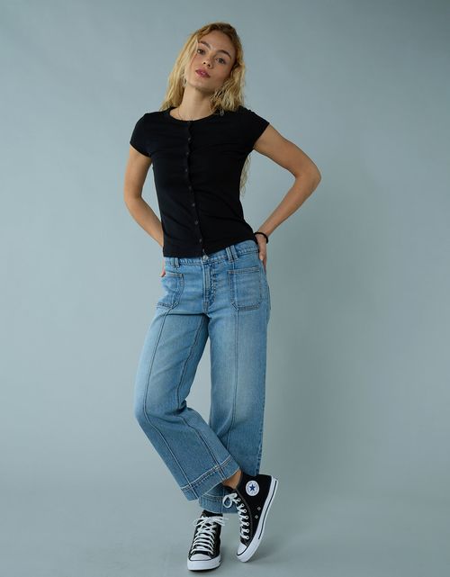 Camiseta Tipo Camisa con Botones para Mujer