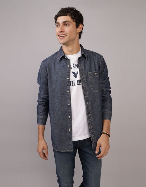 Camisa en Denim Manga Larga de Hombre