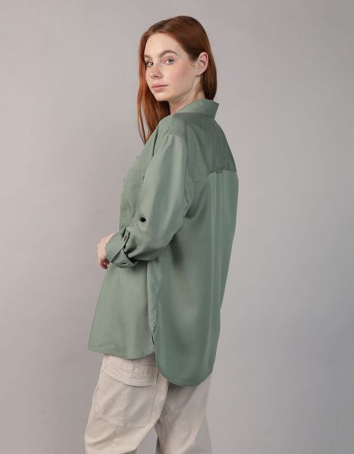 Camisa manga larga de botones de mujer AE