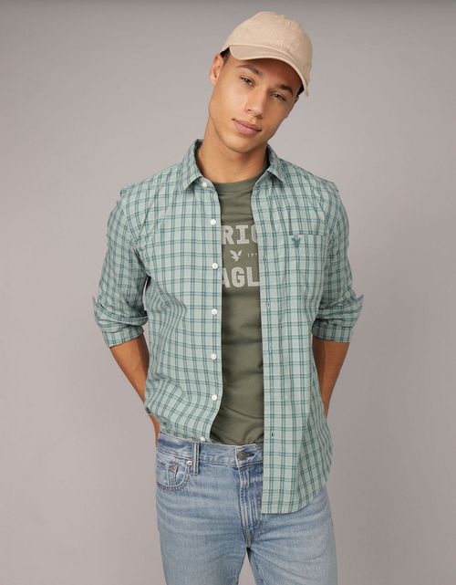 Camisa de popelina manga larga de hombre AE