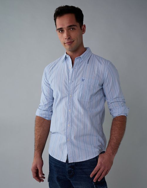 Camisa de popelina manga larga de hombre AE