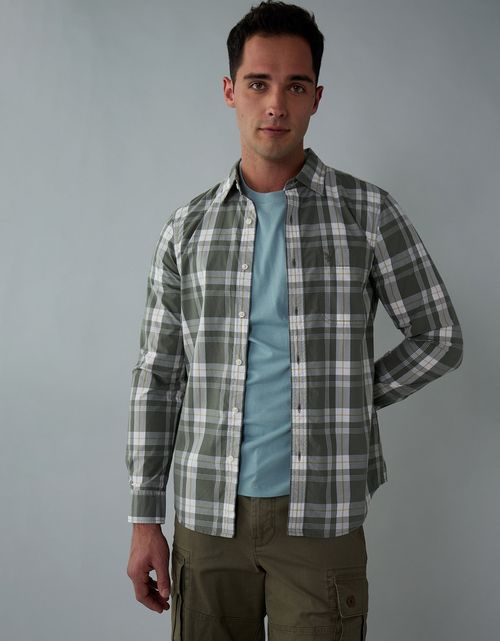 Camisa de popelina manga larga de hombre AE