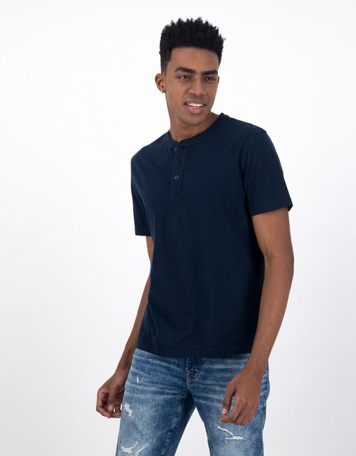 Camiseta cuello Henley manga corta Hombre AE