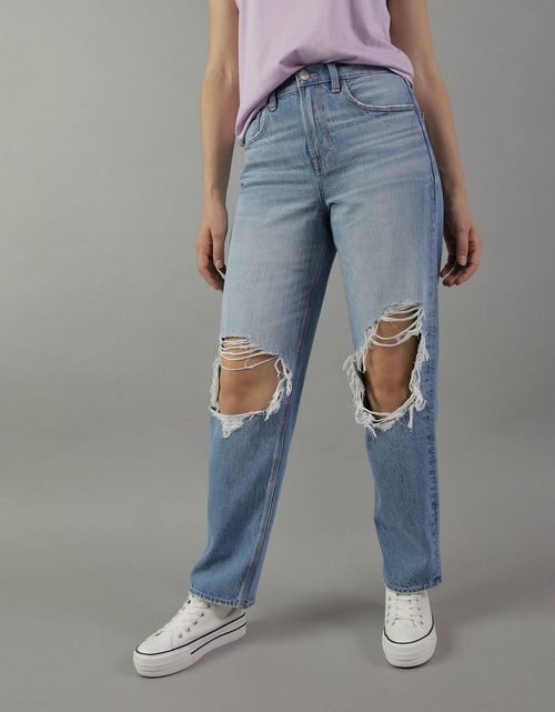 Jean Ae Strigid Baggy Straight de cintura alta con rotos