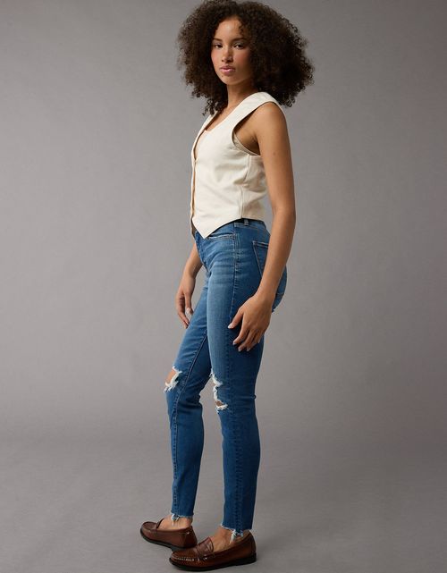 Jegging AE de tiro alto con rotos para mujer