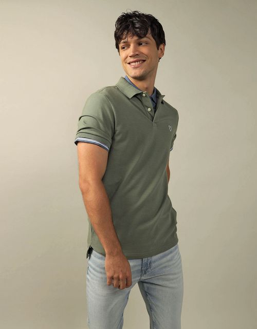 Camiseta Polo en Pique Ae con Logo