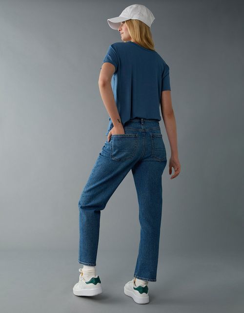 Jean Straight Ankle Tiro Alto Ae