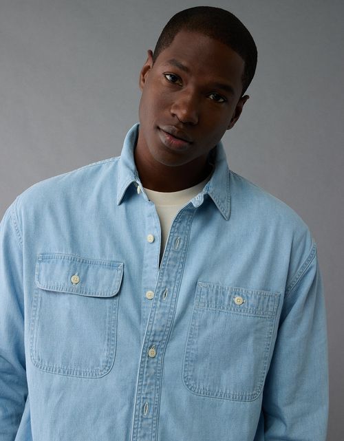 Camisa en Denim Manga Larga Hombre AE