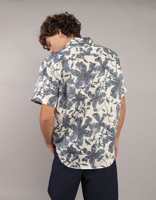 Camisa con estampado Tropical Manga Corta para Hombre