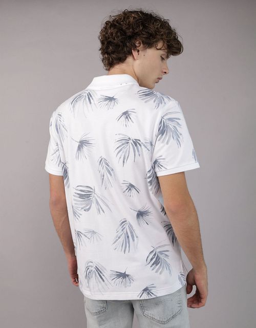 Camiseta tipo polo de piqué estampada de hombre AE