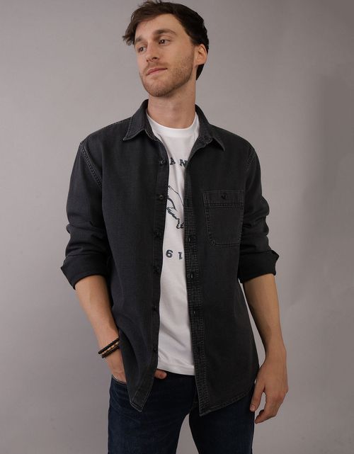 Camisa en Denim Manga Larga Oversized Hombre AE