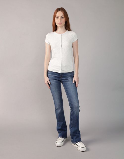 Camiseta manga corta abotonada de mujer AE