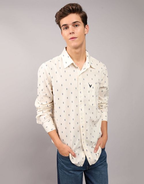 Camisa Oxford estampada Manga Larga Hombre AE