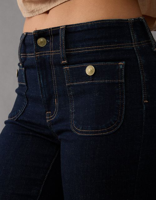 Jean de tiro bajo con corte acampanado mujer AE