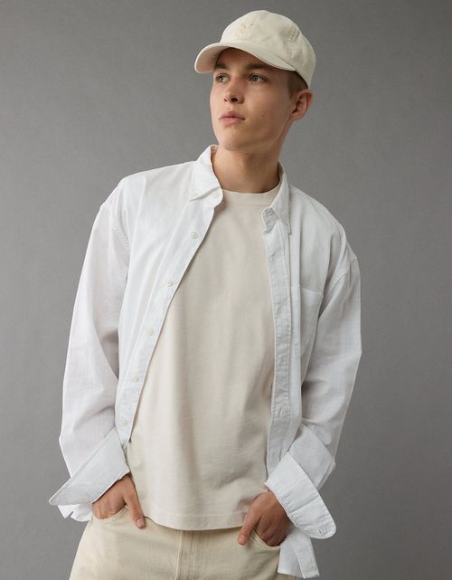 Camisa abotonada relajada de lino mezclado Ae Everyday