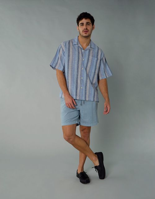 Camisa manga corta con rayas de hombre AE