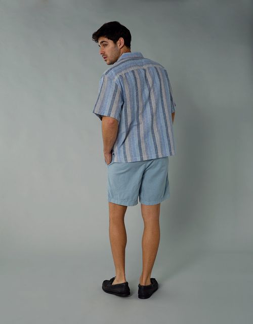 Camisa manga corta con rayas de hombre AE