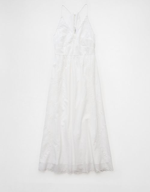 Vestido Midi Bordado con Cuello en V