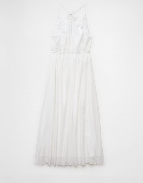 Vestido Midi Bordado con Cuello en V