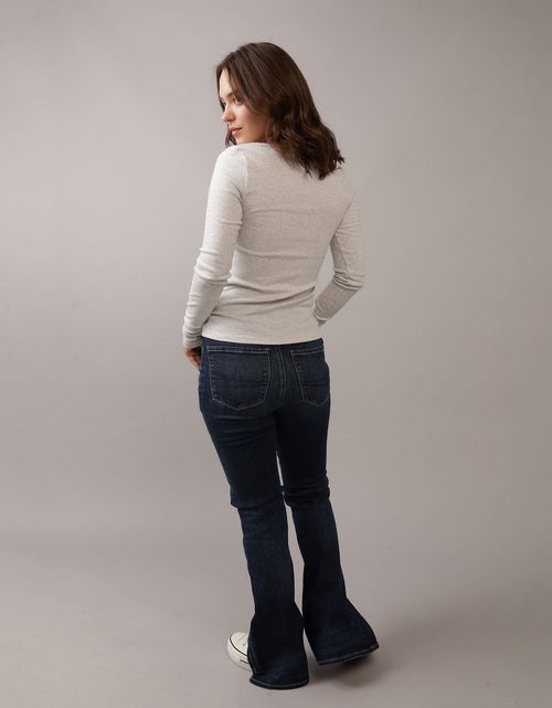 Jean Flare de Tiro Alto Bota Campana Mujer AE