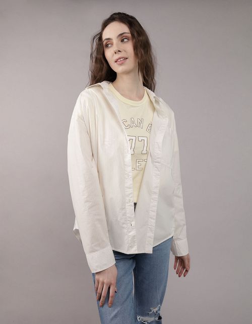 Camisa manga larga de botones de mujer AE