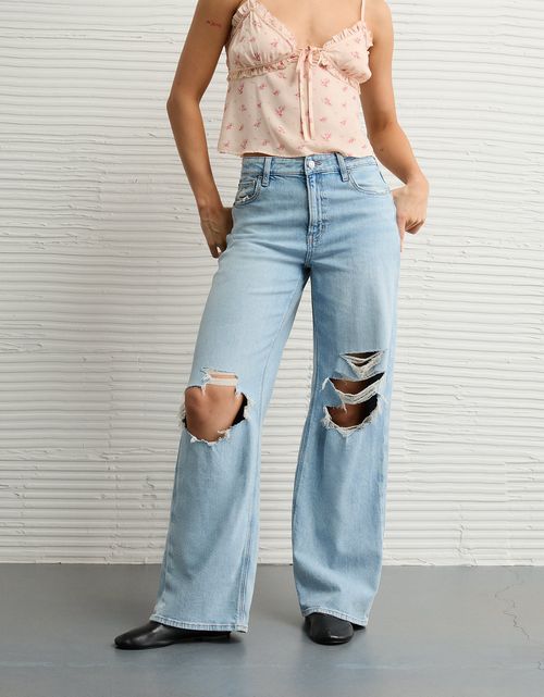 Jean Baggy Wide-Leg con Rotos Ae