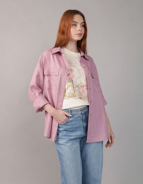 Camisa manga larga de botones de mujer AE