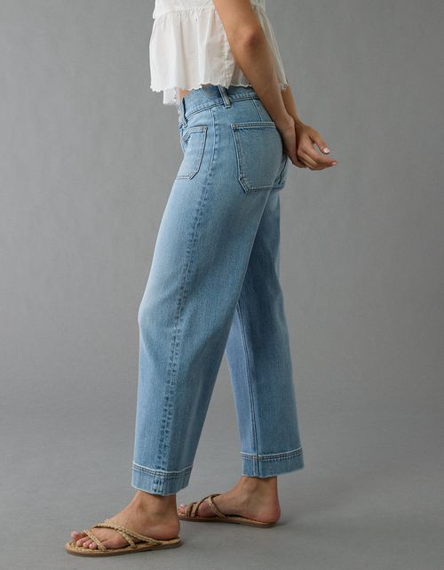 Jeans rectos de tiro alto y corte recortado de AE